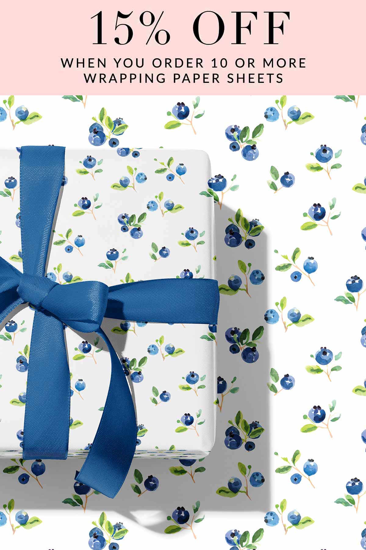 Blueberry Wrapping Paper Sheets Birthday Gift Wrap Set of 5