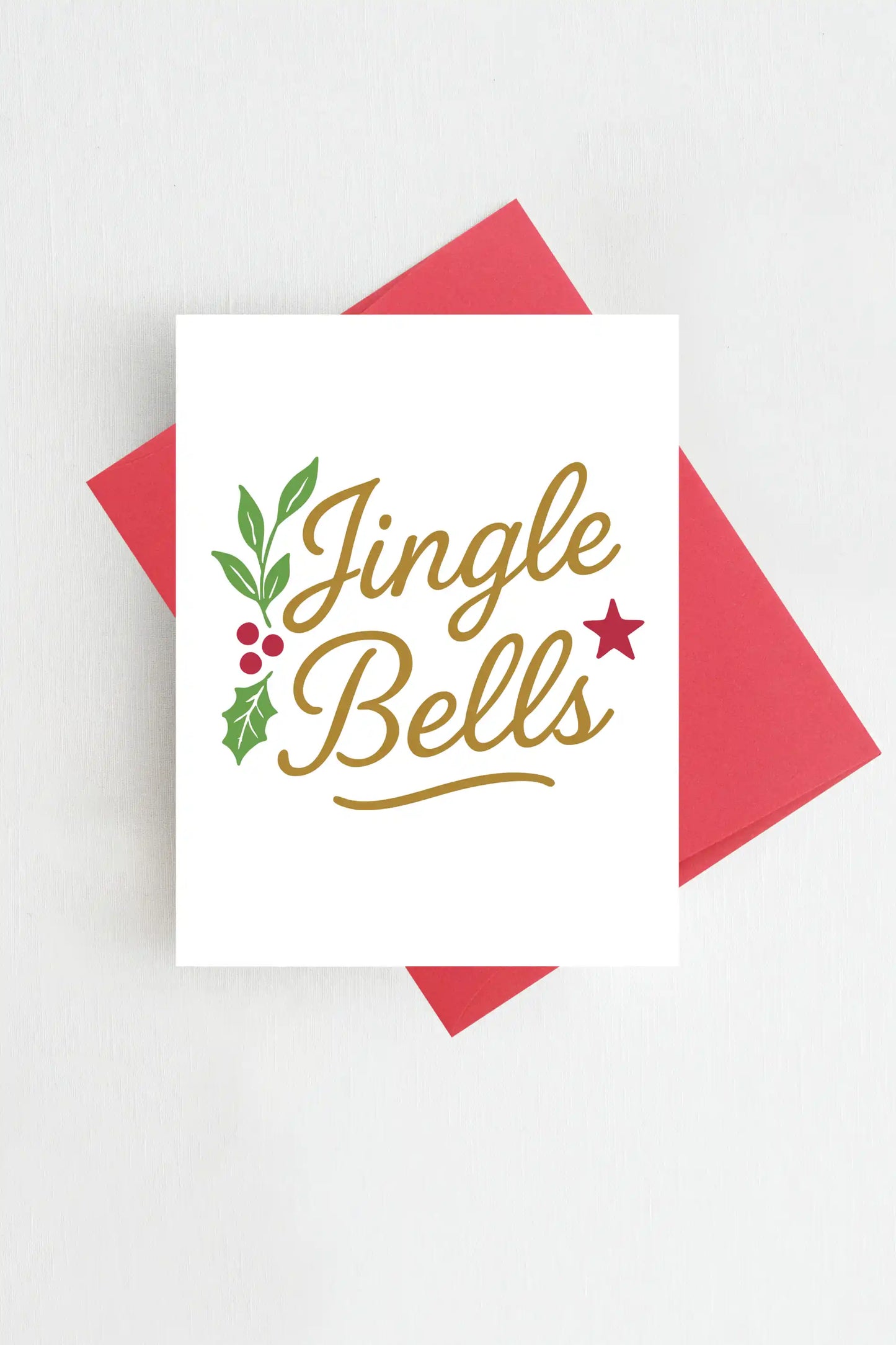 Jingle Bells Christmas Card Red Holiday Greeting