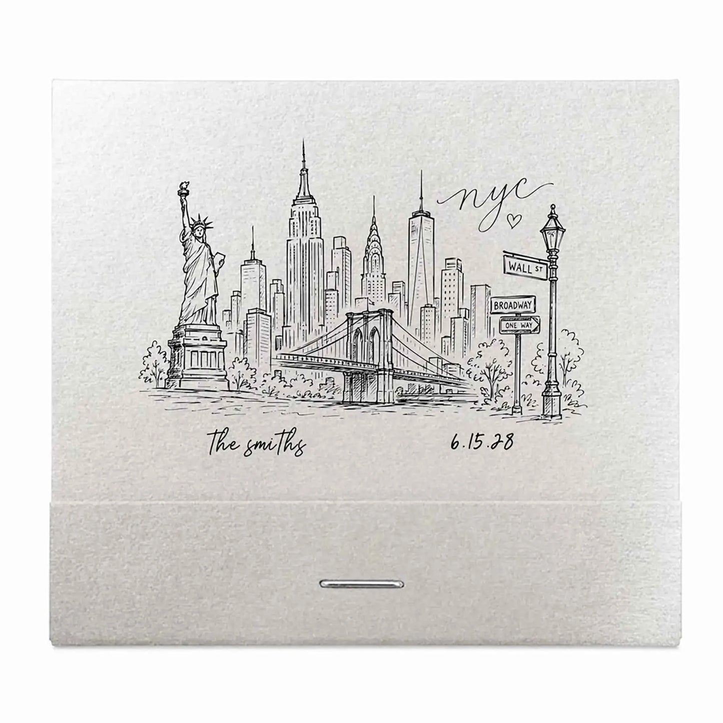 NYC Skyline Custom Wedding Matchbooks | Destination Wedding Favors | Interactive Live Design Preview