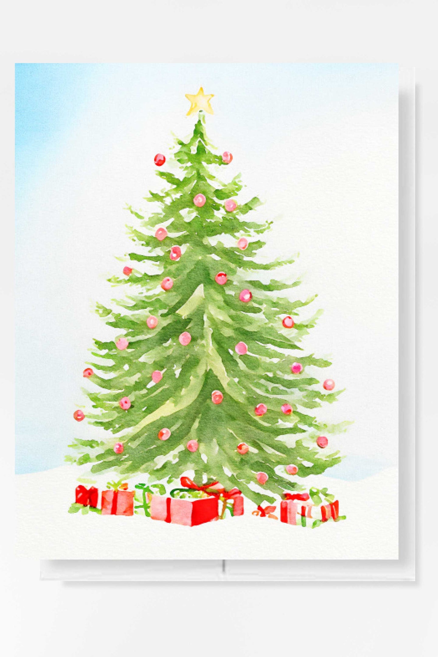 Christmas Tree Card Watercolor Holiday