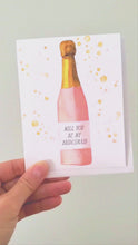 Load and play video in Gallery viewer, Will You Be My Bridesmaid Proposal Card Watercolor Pink Champagne Bottle
