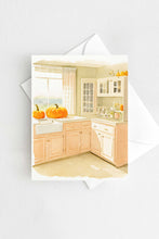 Load image into Gallery viewer, Pumpkin Kitchen Halloween Card Autumn Fall Watercolor Cottagecore Holiday
