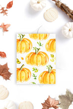 Load image into Gallery viewer, Pumpkins and Leaves Autumn Fall Halloween Card Watercolor Holiday

