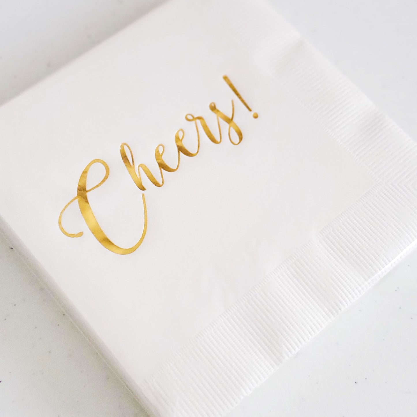 Cheers Napkins White and Gold - Set of 20 - Tea and Becky