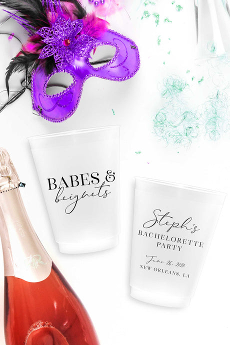 Babes & Beignets Personalized Bachelorette Party Cups - Tea and Becky