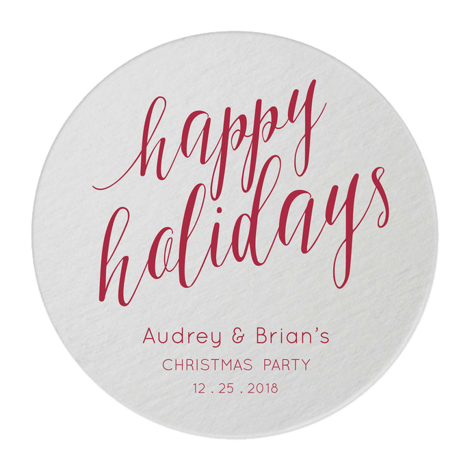 Personalized Happy Holidays Coasters - Tea and Becky