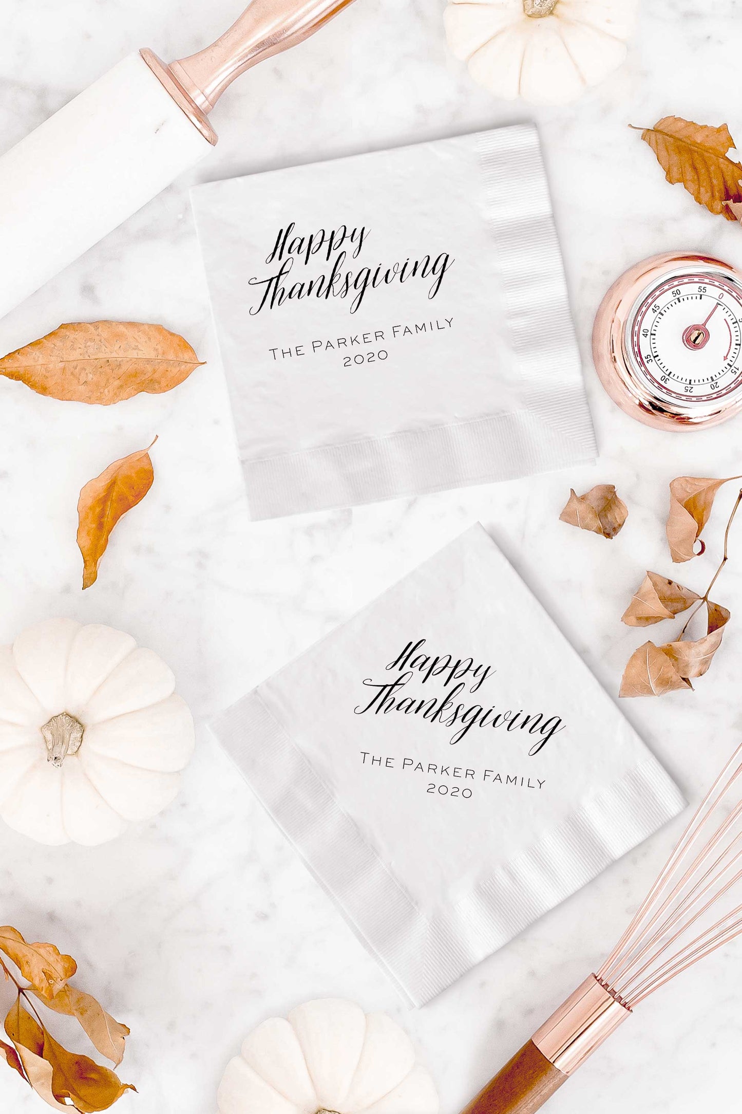 Happy Thanksgiving Napkins - Personalized Set of 100 - Tea and Becky