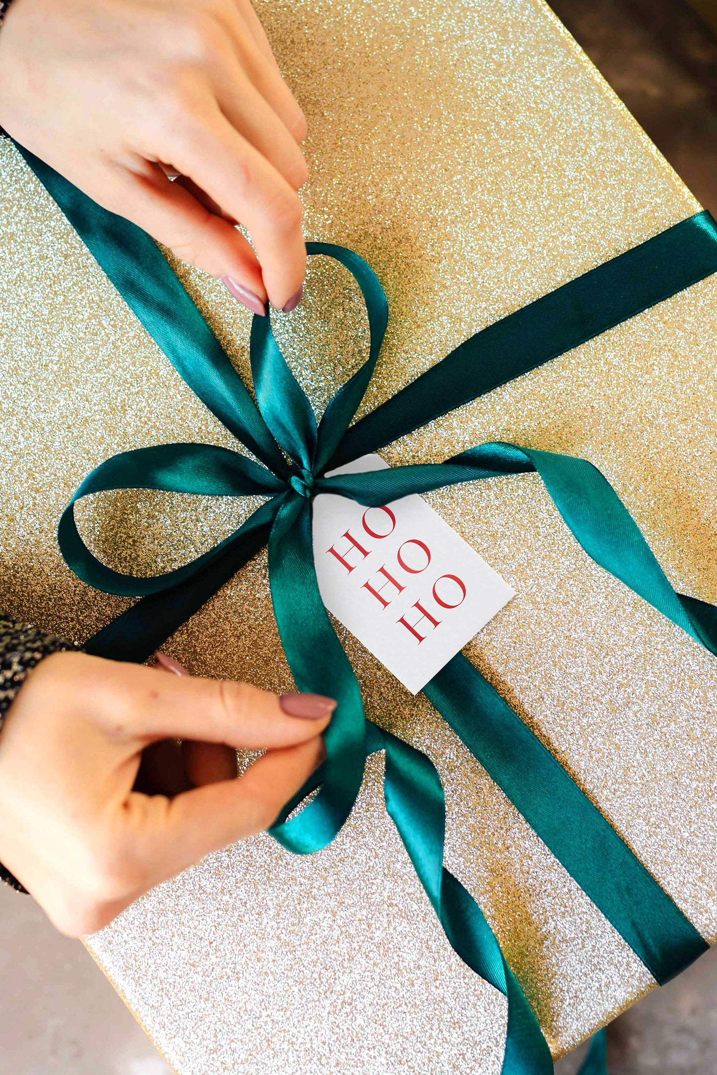 Ho Ho Ho Christmas Gift Tags with Ribbon - Tea and Becky