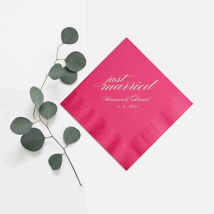 Custom Wedding Napkins Just Married - Audrey Collection