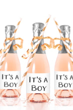 Load image into Gallery viewer, It&#39;s a Boy Mini Champagne Bottle Labels for Baby Shower - Tea and Becky
