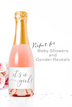Load image into Gallery viewer, It&#39;s a Girl Mini Champagne Bottle Labels for Baby Shower - Tea and Becky
