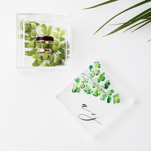 Load image into Gallery viewer, Lucite Wedding Ring Box - Watercolor Green Fern - Tea and Becky
