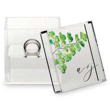 Load image into Gallery viewer, Lucite Wedding Ring Box - Watercolor Green Fern - Tea and Becky
