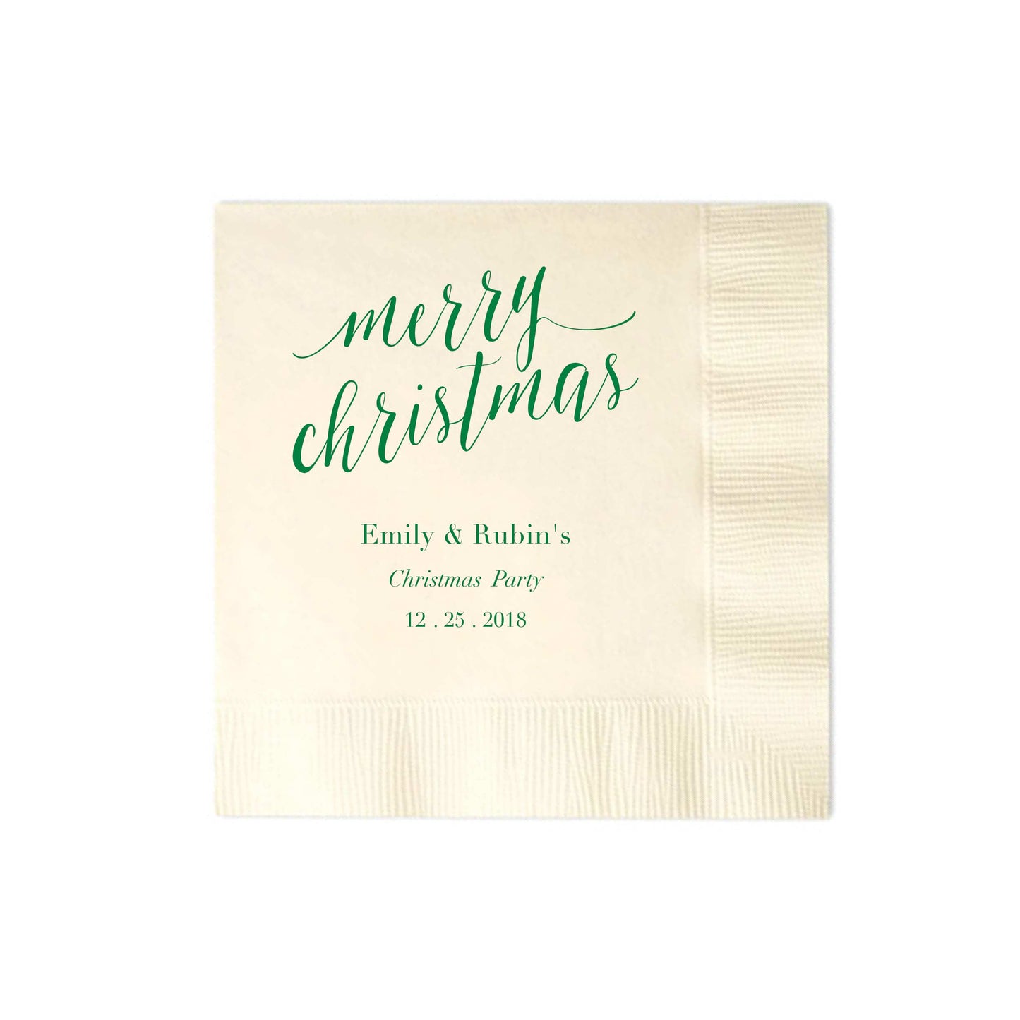 Merry Christmas Napkins - Personalized Holiday Napkins - Tea and Becky