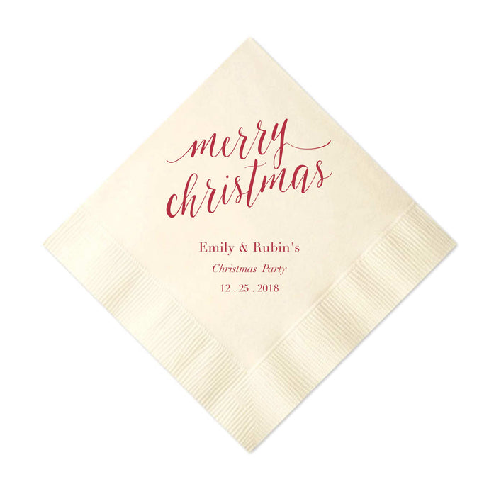 Merry Christmas Napkins - Personalized Holiday Napkins - Tea and Becky