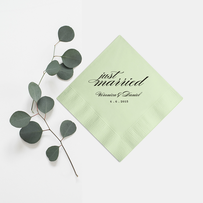 Custom Wedding Napkins Just Married - Audrey Collection - Tea and Becky