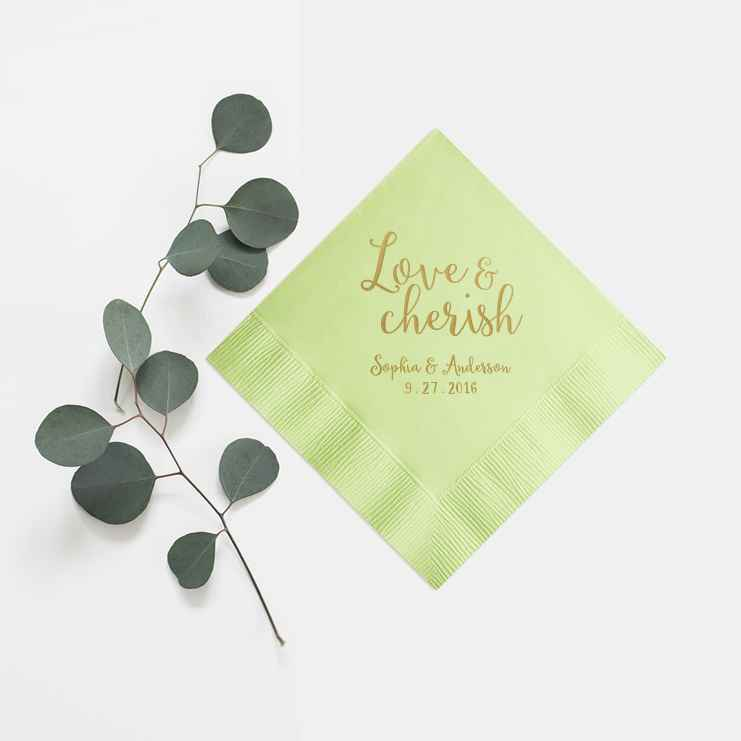 Personalized Wedding Napkins Love and Cherish - Alicia Collection