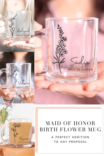 The Maid of Honor's Birth Flower Mug: A Perfect Addition to Any Proposal
