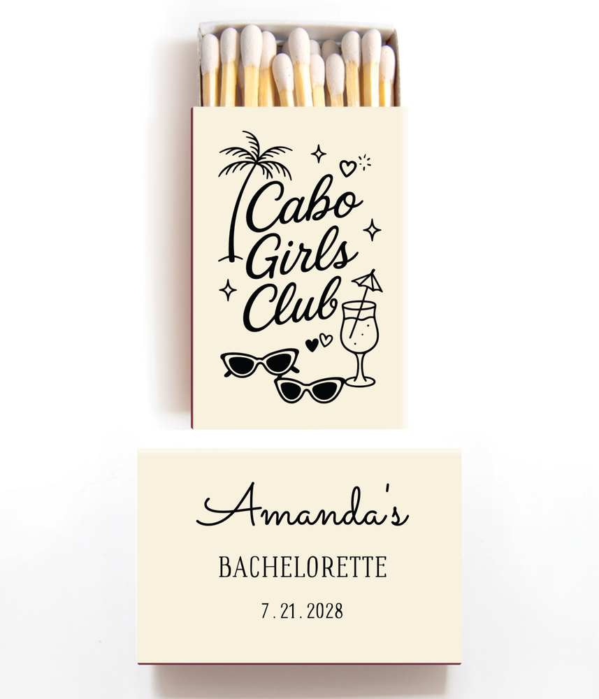 Cabo Girls Club Matchboxes – Custom Bachelorette Party Favors
