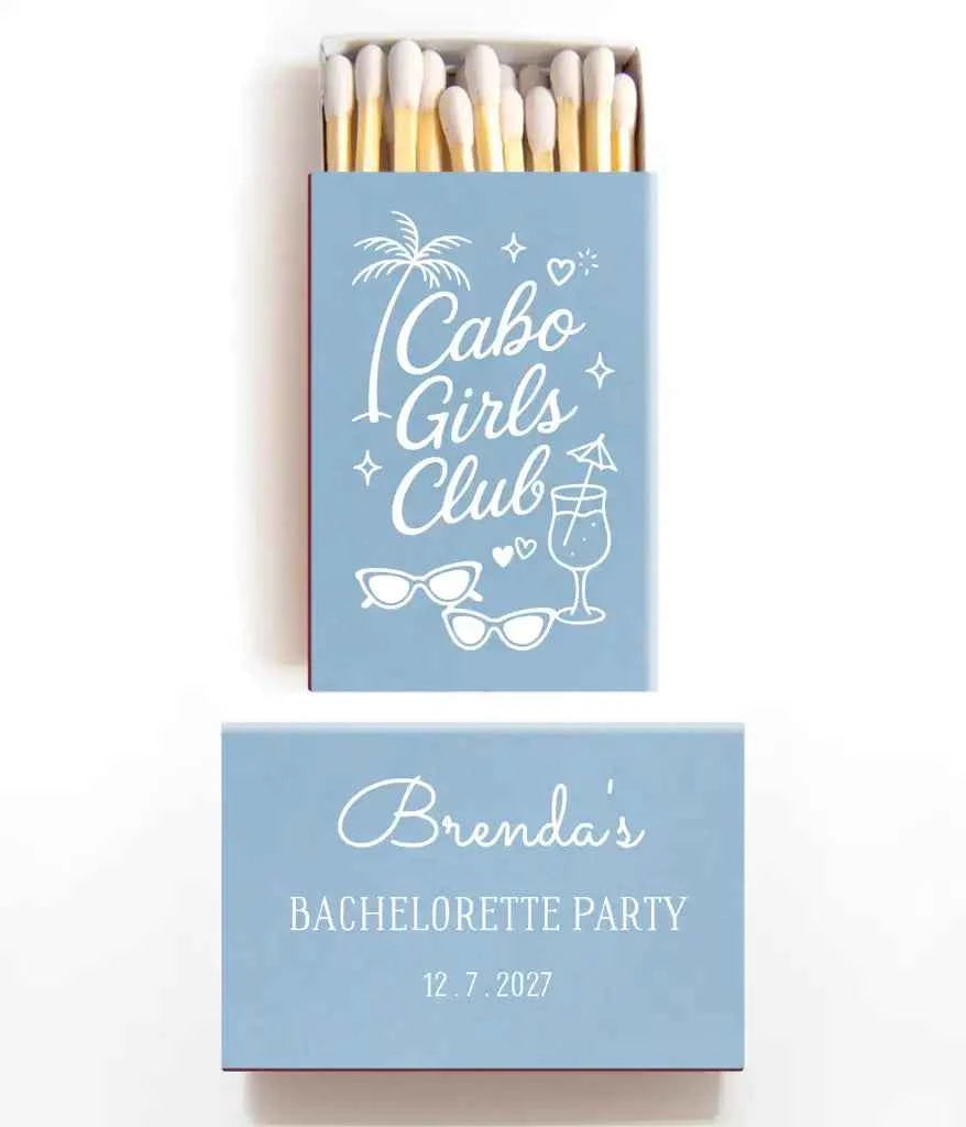Cabo Girls Club Matchboxes – Custom Bachelorette Party Favors