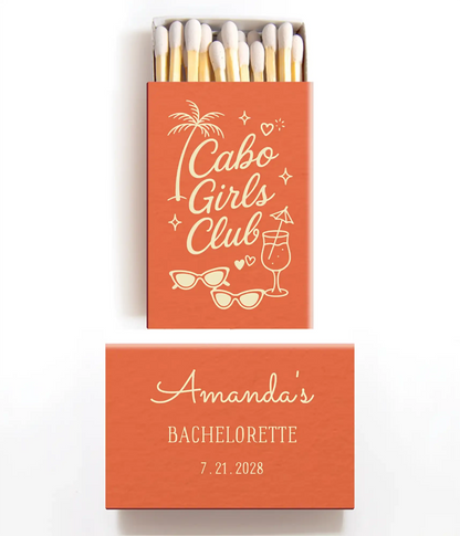 Cabo Girls Club Matchboxes – Custom Bachelorette Party Favors