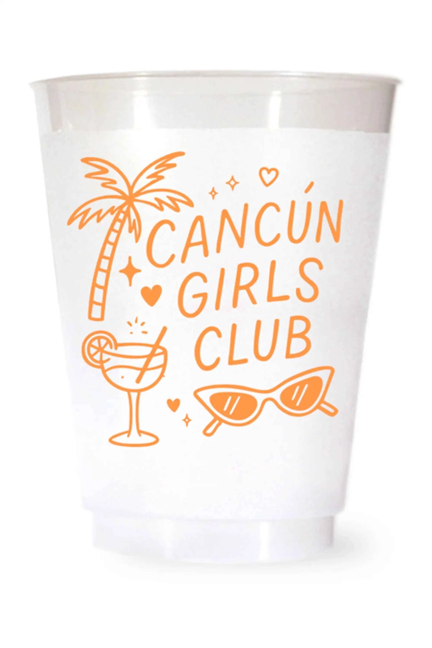Bachelorette Party Cups Custom Cancun Girls Club Personalized Frosted Shatterproof Cups 16 oz Beach Party Favors