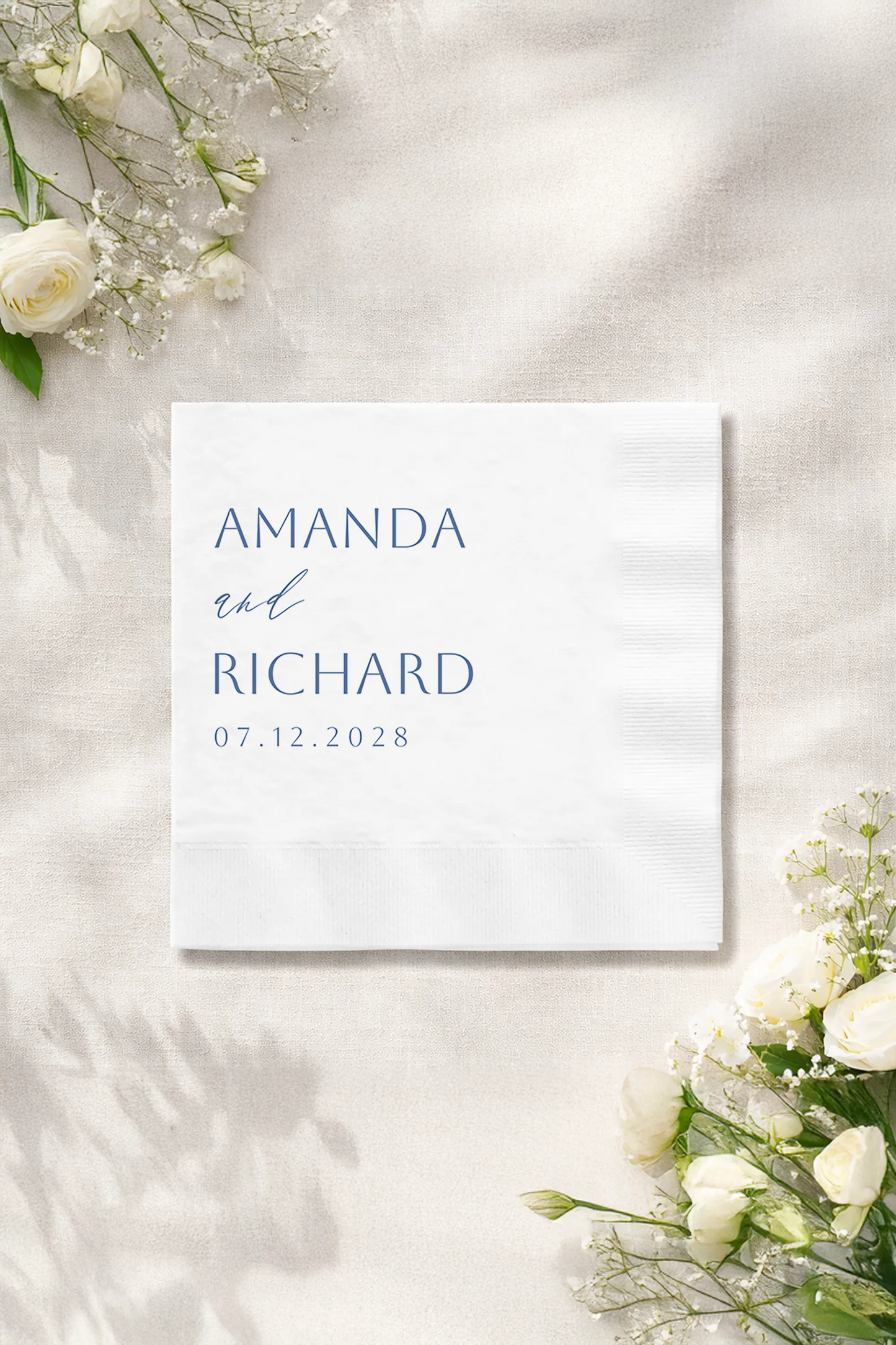 Custom Dusty Blue Wedding Cocktail Napkins Minimalist Set of 50-100