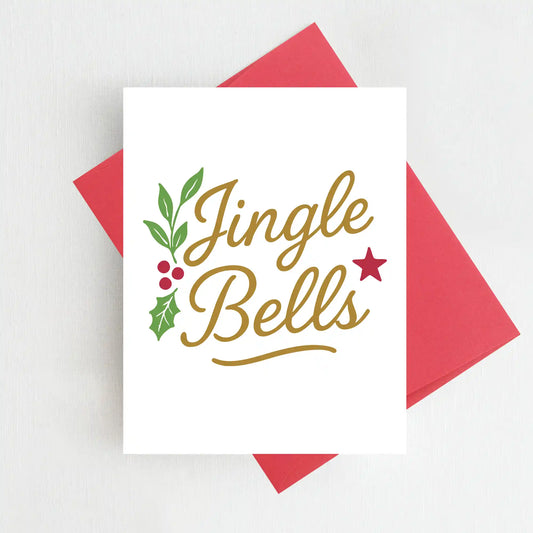 Jingle Bells Christmas Card Red Holiday Greeting