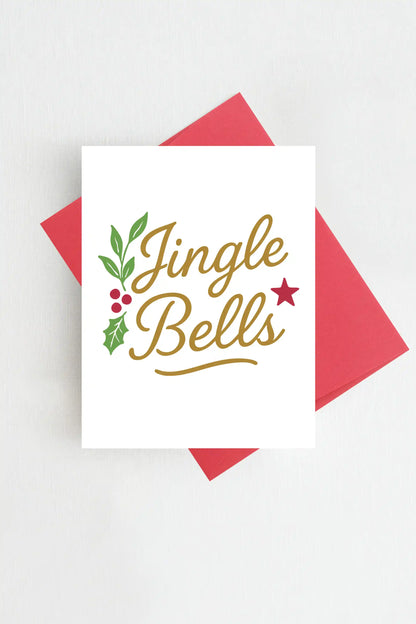 Jingle Bells Christmas Card Red Holiday Greeting