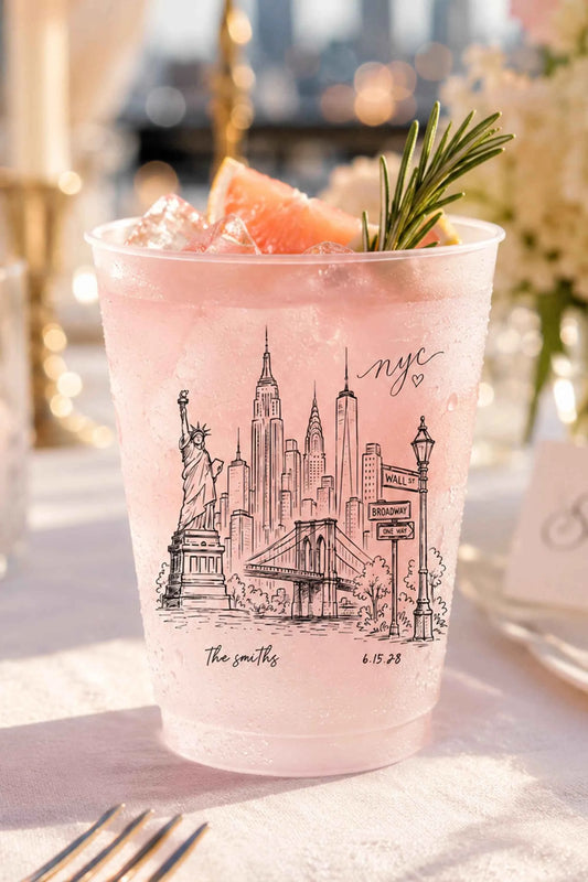 Custom NYC Skyline Frosted Cups - NYC Courthouse Wedding & Elopement Favors
