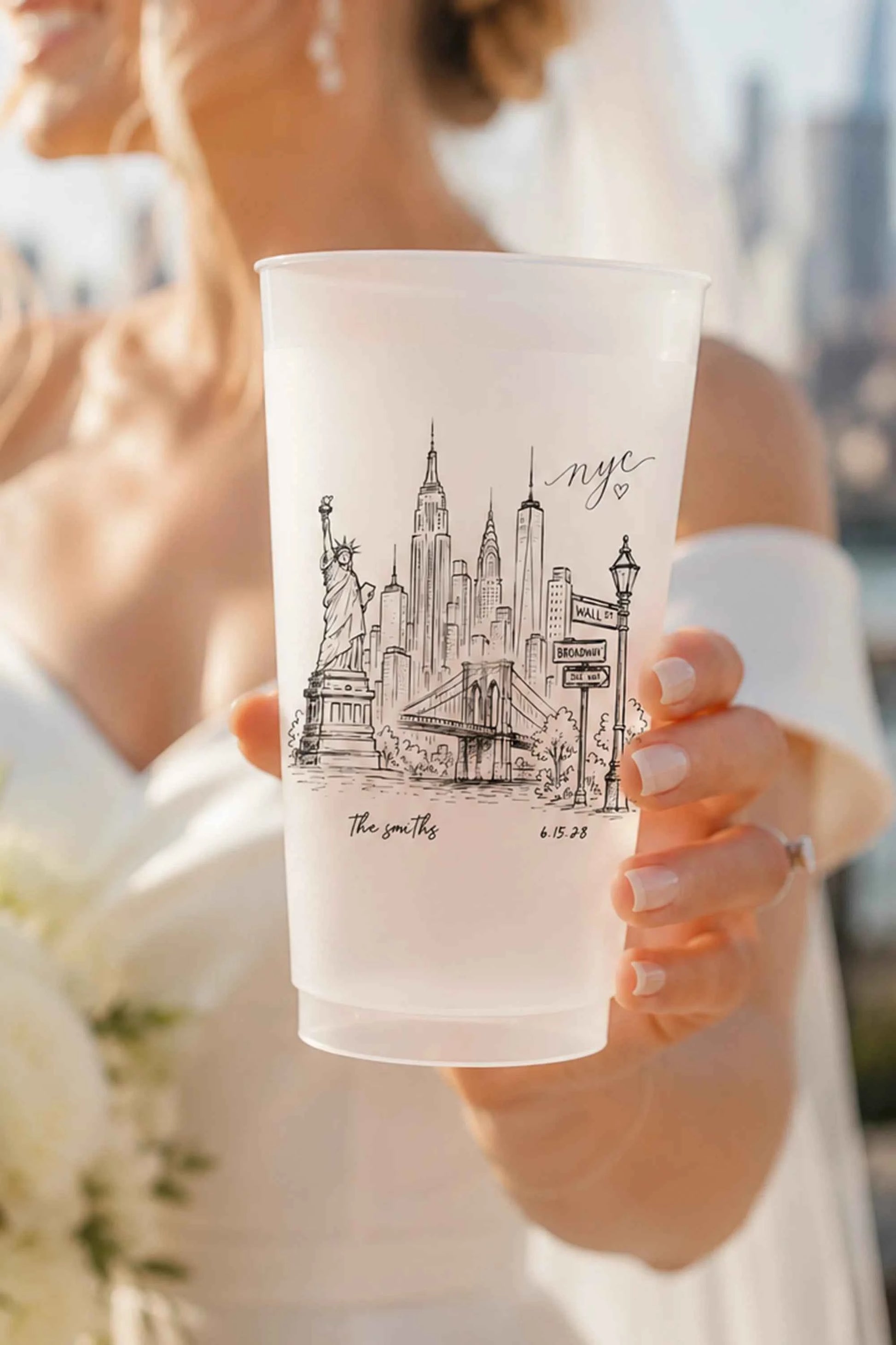 Custom NYC Skyline Frosted Cups - NYC Courthouse Wedding & Elopement Favors
