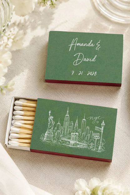 NYC Skyline Wedding Matchboxes – Personalized New York Wedding Favors