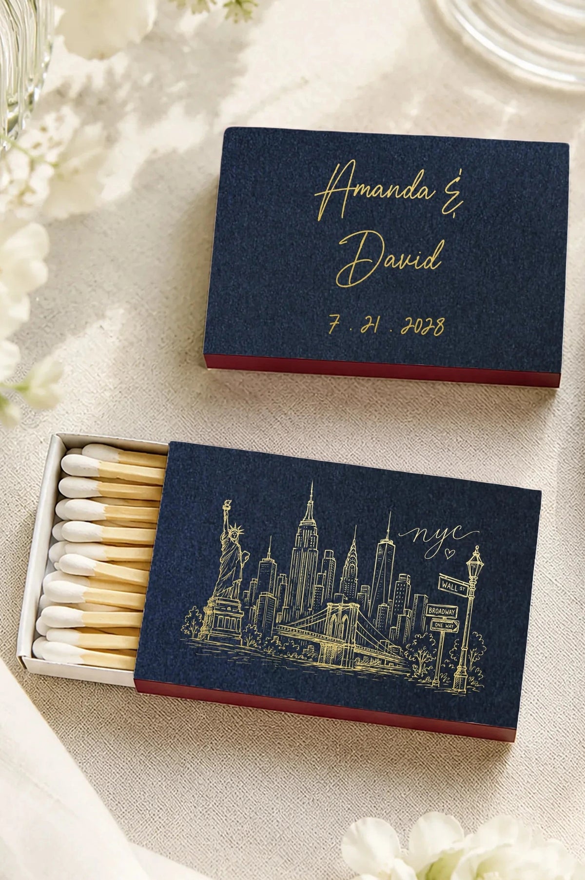 NYC Skyline Wedding Matchboxes – Personalized New York Wedding Favors