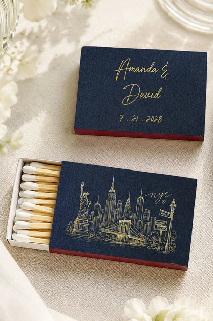 NYC Skyline Wedding Matchboxes – Personalized New York Wedding Favors