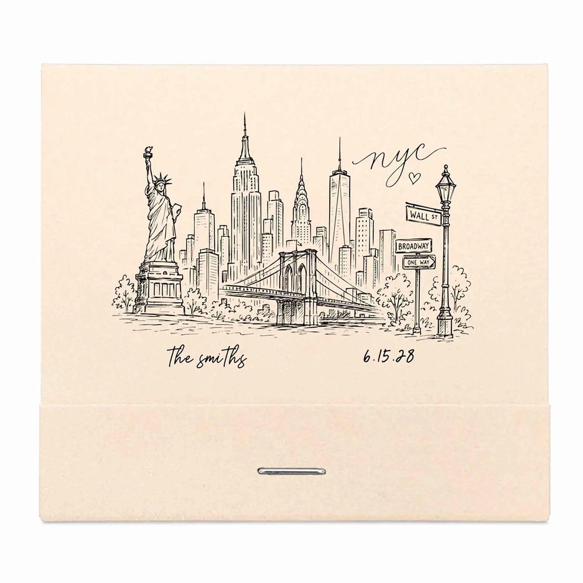 NYC Skyline Custom Wedding Matchbooks | Destination Wedding Favors | Interactive Live Design Preview