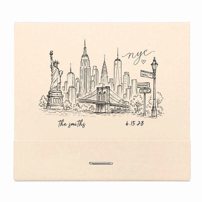 NYC Skyline Custom Wedding Matchbooks | Destination Wedding Favors | Interactive Live Design Preview
