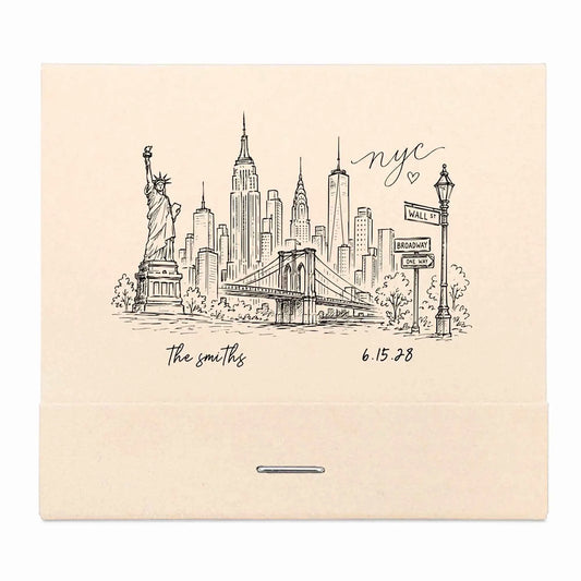 NYC Skyline Custom Wedding Matchbooks | Destination Wedding Favors | Interactive Live Design Preview