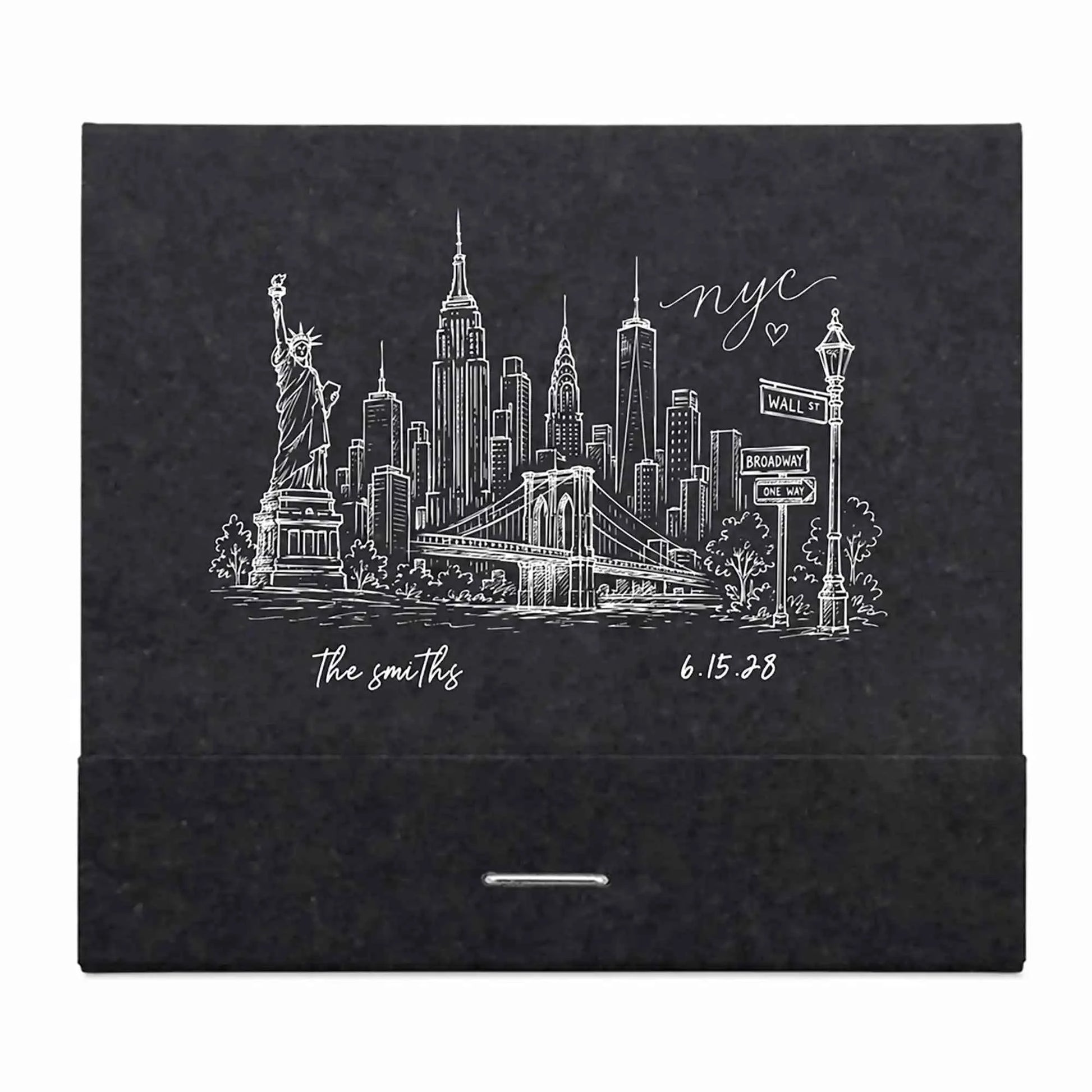 NYC Skyline Custom Wedding Matchbooks | Destination Wedding Favors | Interactive Live Design Preview