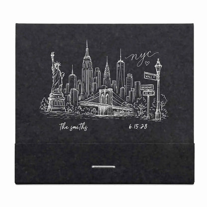 NYC Skyline Custom Wedding Matchbooks | Destination Wedding Favors | Interactive Live Design Preview