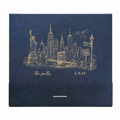 NYC Skyline Custom Wedding Matchbooks | Destination Wedding Favors | Interactive Live Design Preview
