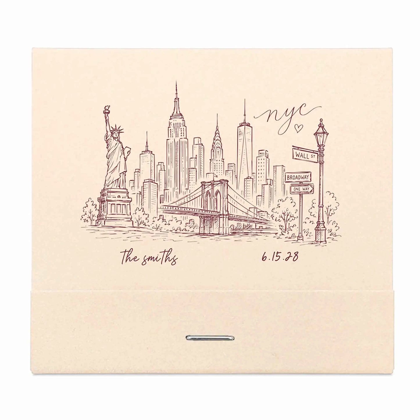 NYC Skyline Custom Wedding Matchbooks | Destination Wedding Favors | Interactive Live Design Preview