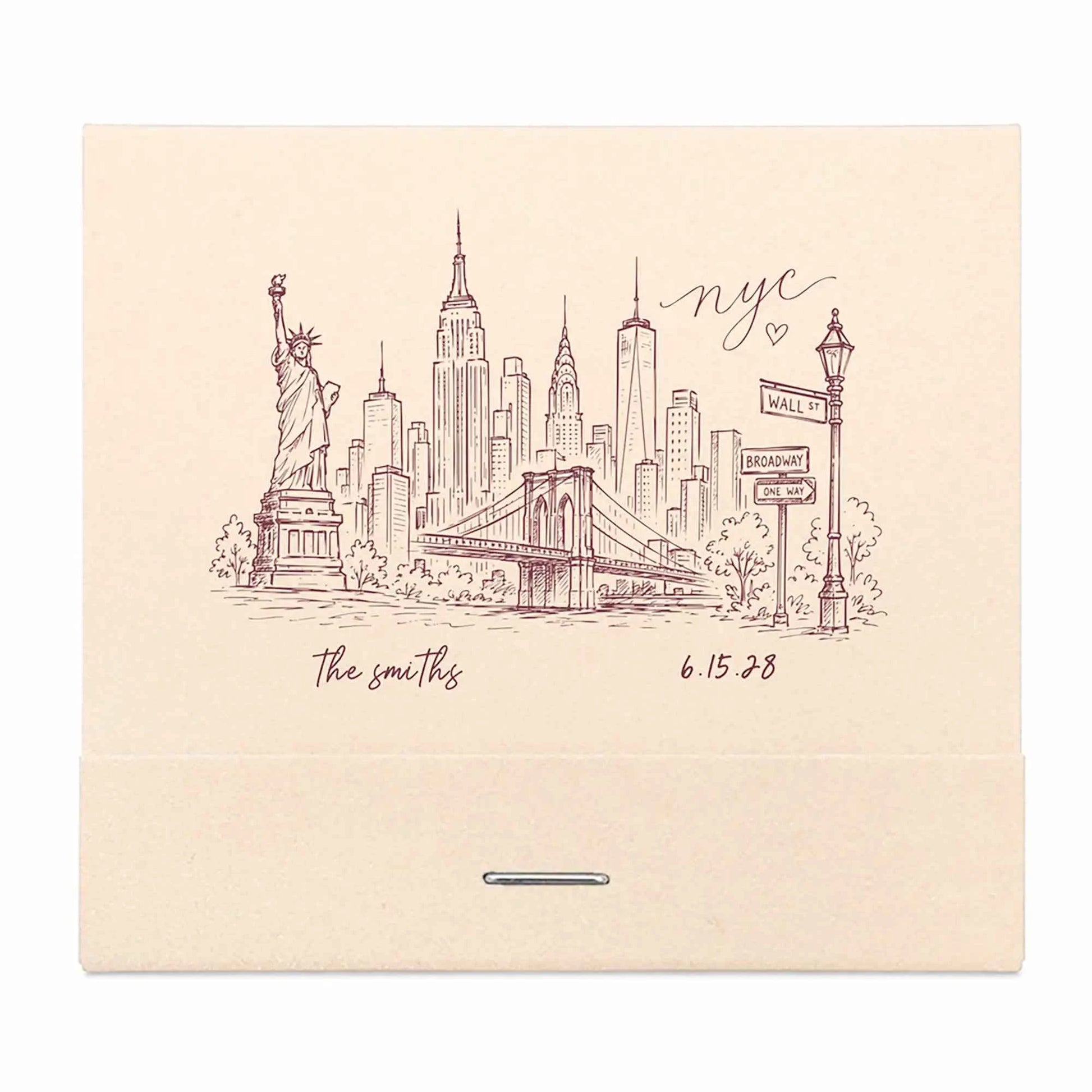 NYC Skyline Custom Wedding Matchbooks | Destination Wedding Favors | Interactive Live Design Preview