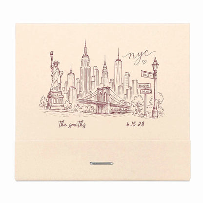 NYC Skyline Custom Wedding Matchbooks | Destination Wedding Favors | Interactive Live Design Preview
