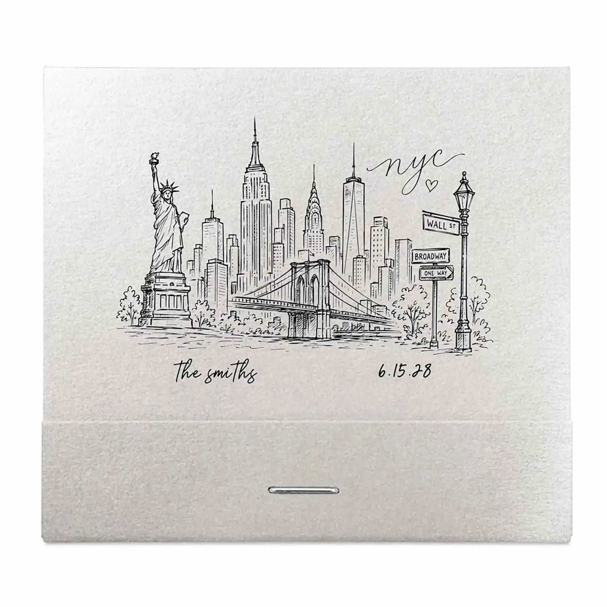 NYC Skyline Custom Wedding Matchbooks | Destination Wedding Favors | Interactive Live Design Preview