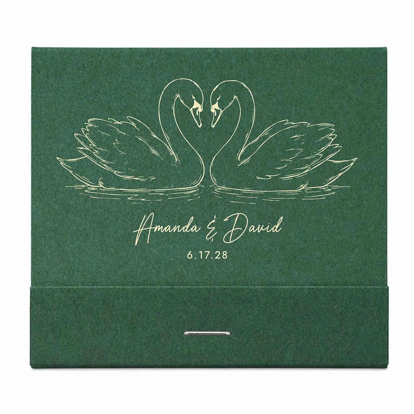 Custom Swan Wedding Matchbooks - Personalized Swan Lake Theme Favors