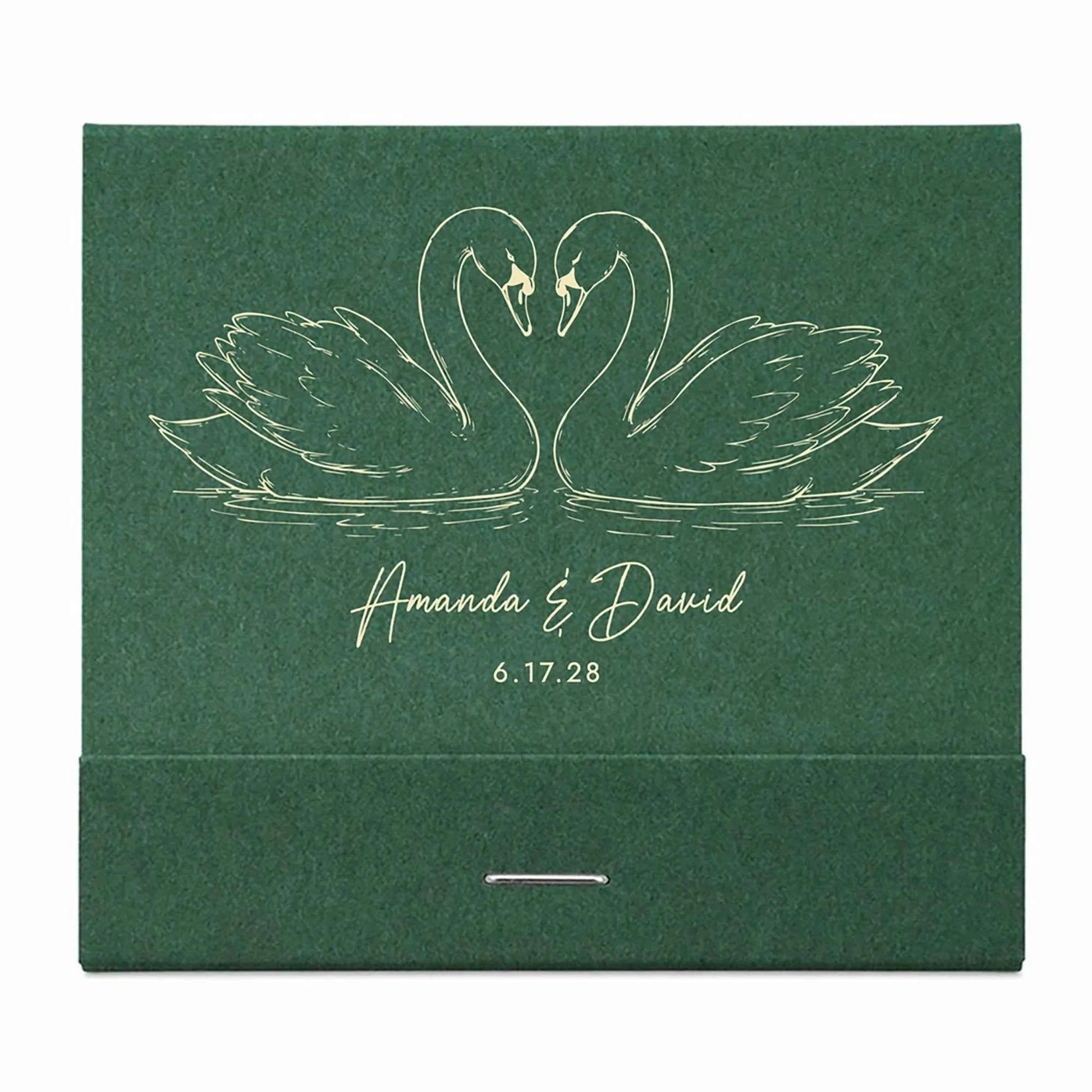 Custom Swan Wedding Matchbooks - Personalized Swan Lake Theme Favors