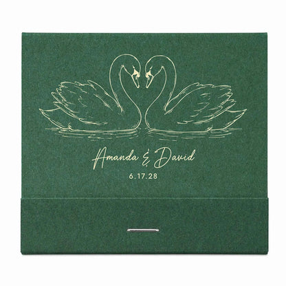 Custom Swan Wedding Matchbooks - Personalized Swan Lake Theme Favors