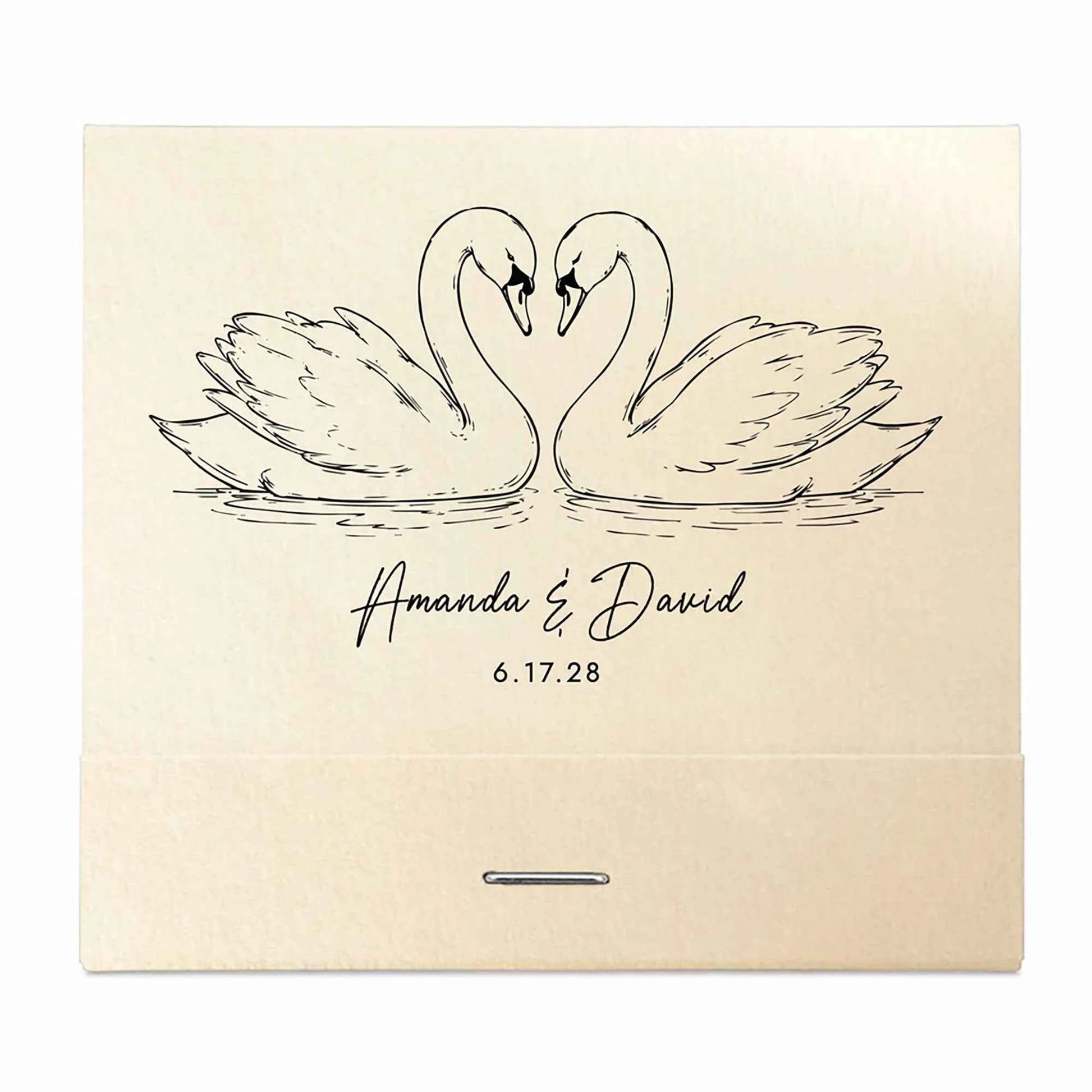 Custom Swan Wedding Matchbooks - Personalized Swan Lake Theme Favors