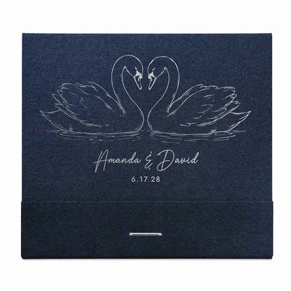 Custom Swan Wedding Matchbooks - Personalized Swan Lake Theme Favors