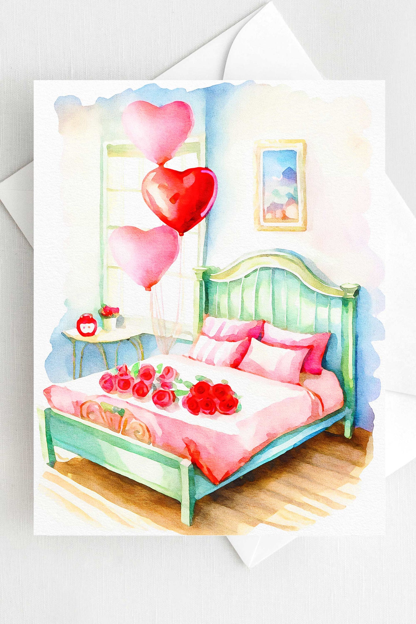 Cozy Bedroom Roses Valentine's Day Card